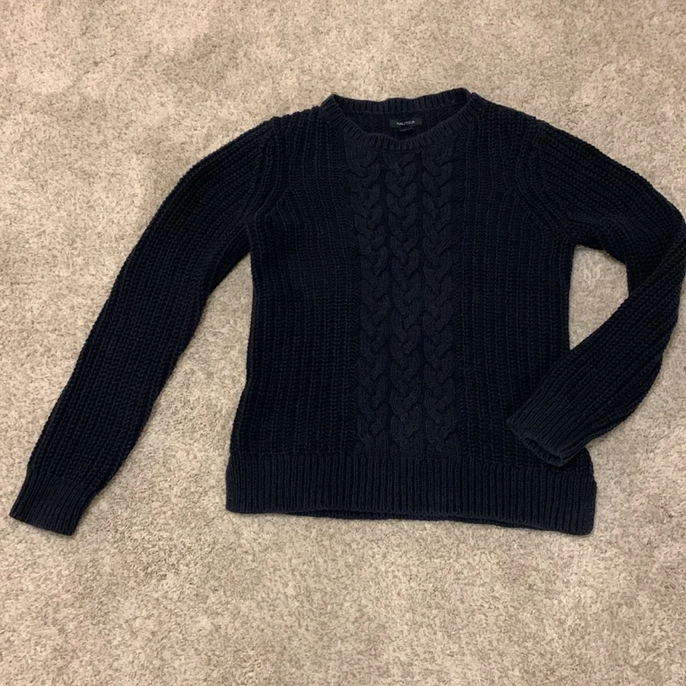Nautica Cable, chunky net navy blue size large sweater - Picture 9 of 16